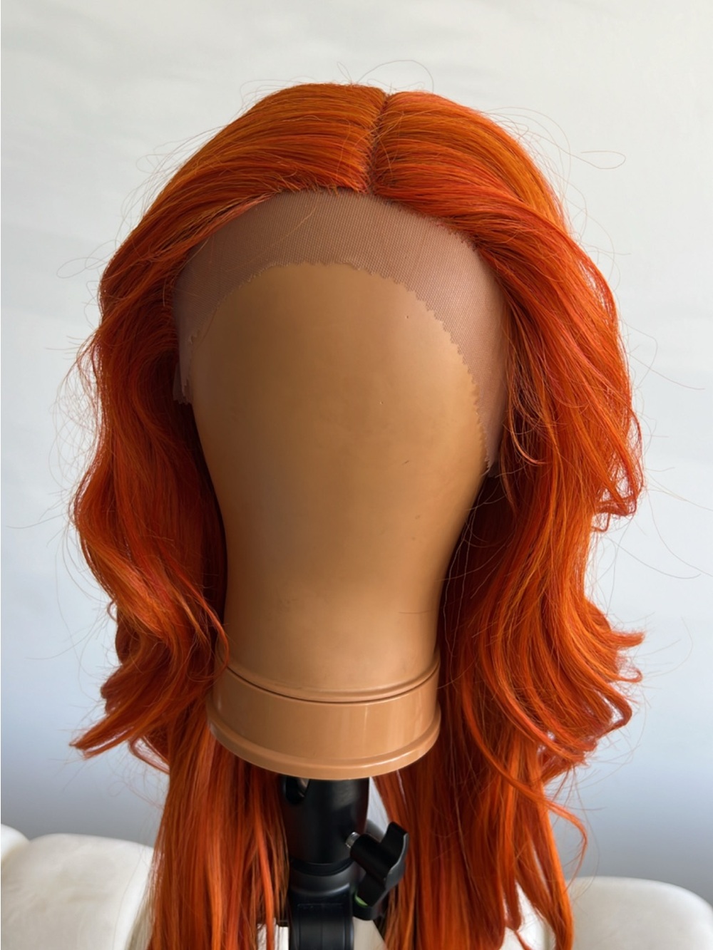 Vibrant Orange Long Wavy Women's Hair Wig - Styled Look - Picture 5 of 5